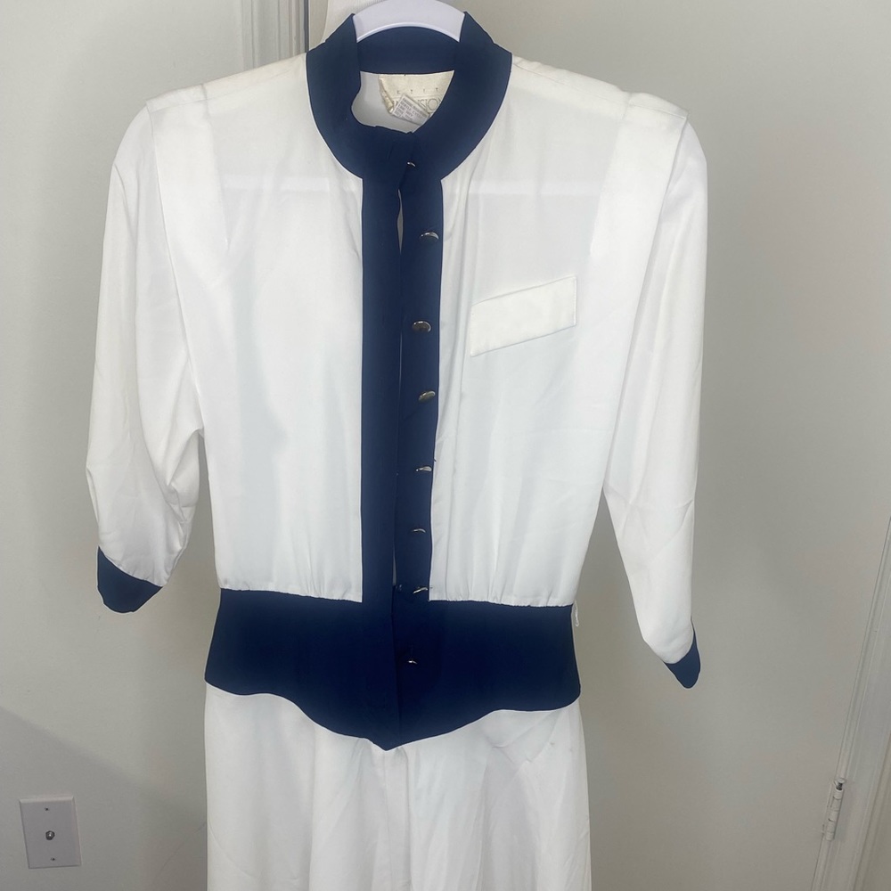 Blue and white dress